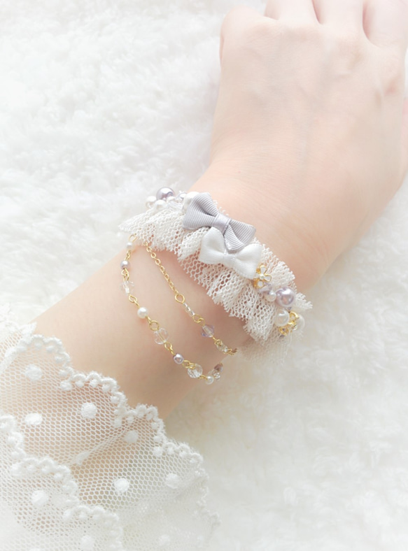 *＊Sweet bouquet bangle＊*スイートブーケバングル(gray) 3枚目の画像