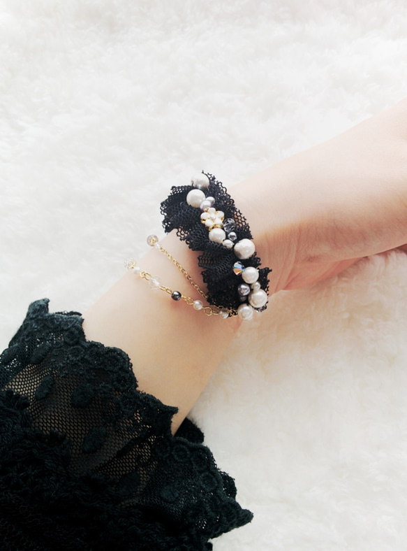 *＊Sweet bouquet bangle＊*スイートブーケバングル(black) 2枚目の画像