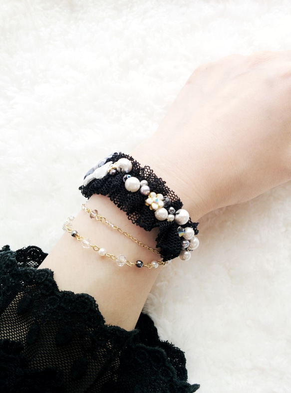 *＊Sweet bouquet bangle＊*スイートブーケバングル(black) 4枚目の画像