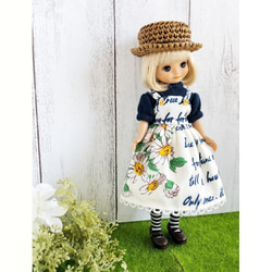 【8インチドールOF】Paris❁Daisyジャンパースカートセット（navy/ダーツ入り） 2枚目の画像