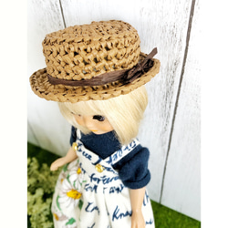 【8インチドールOF】Paris❁Daisyジャンパースカートセット（navy/ダーツ入り） 4枚目の画像