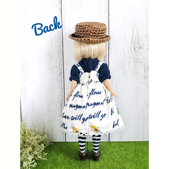 【8インチドールOF】Paris❁Daisyジャンパースカートセット（navy/ダーツ入り） 5枚目の画像