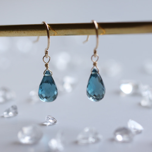 14kgfクリソプレーズ・ロンドンブルートパーズピアス/イヤリング 14kgfクリソプレーズ・ロンドンブルートパーズピアス/イヤリング