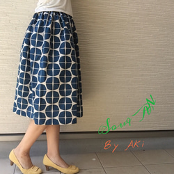 遊びシックBy A＊北欧調のブルー大きなマルモチーフ スカート選べるサイズ受注生産 By Aki 2 2枚目の画像