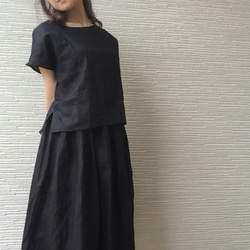 ナチュラル＊リネン(麻)ブラックのロングスカート  as By comomo 3枚目の画像