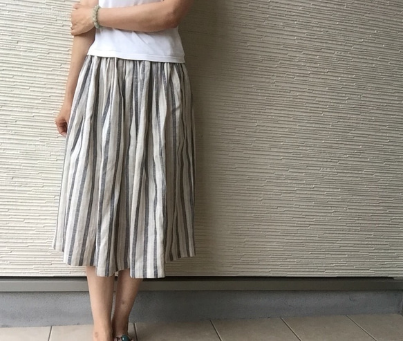 遊びシックBy A＊リネン100%  ナチュラルカラー スカート By Aki 2枚目の画像