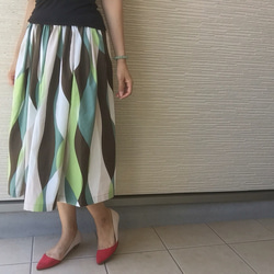 遊びシックBy A＊ウェビィーストライプ グリーン系スカート  受注生産 [119]4 2枚目の画像