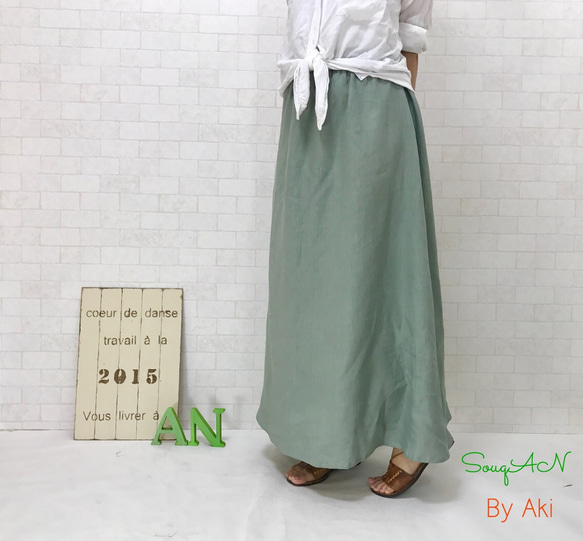 麻 de リネン＊フワッとAライン リネンスカート 選べるカラーサイズ 受注製作By  Aki 1枚目の画像