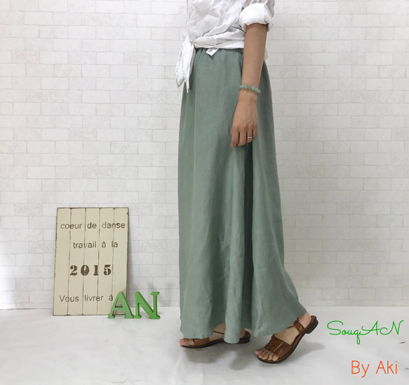 麻 de リネン＊フワッとAライン リネンスカート 選べるカラーサイズ 受注製作By  Aki 3枚目の画像