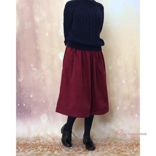 ナチュラルm＊暖かコーデュロイボルドースカート受注生産By
