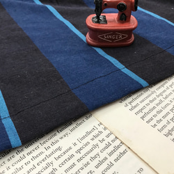 ナチュラル＊播州織ブルー&ブラックの大人ストライプ スカート 受注生産 5枚目の画像