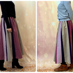 フェミキュート＊モーブピンク&グレージュ&ラベンダーのコーデュロイのロングスカート 受注By 彩苺[1360]k6 4枚目の画像