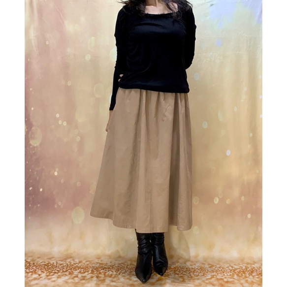 フェミキュート＊コーデュロイのスッキリAラインスカート カフェ・オ・レ裏地、ポケットつきBy 彩苺1404-k2 3枚目の画像