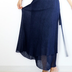 シルクのラップスカート(ロングスカート)パンツやワンピースとレイヤードも/ロイヤル・ブルー(鮮やかな青)[Diphda] 10枚目の画像