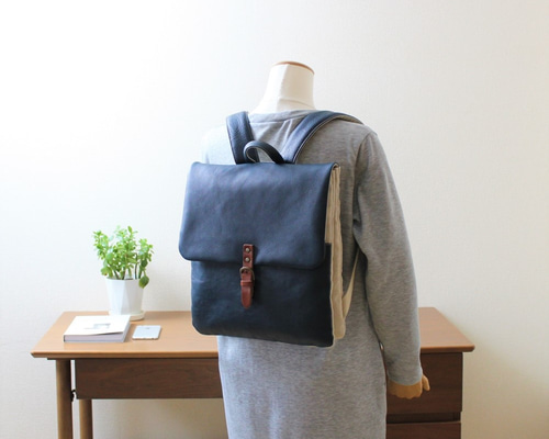 新品　genten リュック　帆布　ネイビー 0_6cdcb339607fe5284e583576068c