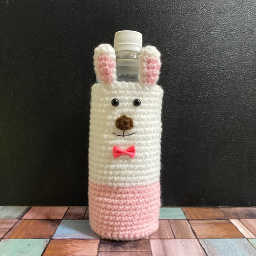 ペットボトルカバー　ミニ　くまちゃんとプレゼント　本革持ち手　ハンドメイド ペットボトルカバー ミニボトル 2個セット ボトルカバー ペット