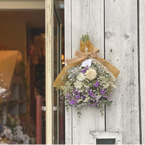 シルバーホワイト＆パープルスワッグ（creema限定） ドライフラワー