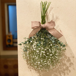 リース　ドライフラワー　ドライフラワーリース　スワッグ　かすみ草 大人気！【ドライフラワー】再再再販‼︎ ミモザとかすみ草スワッグ