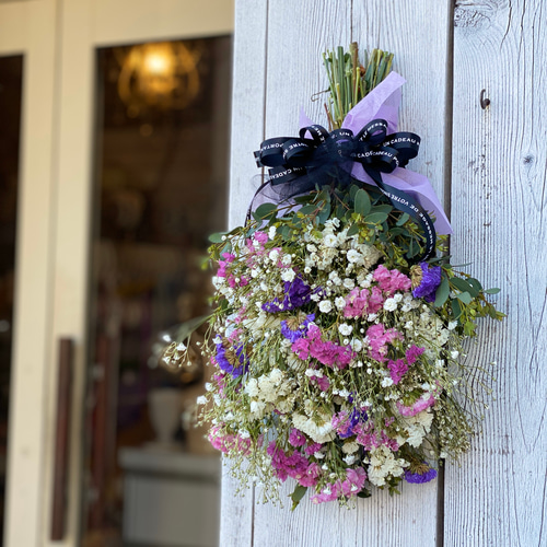 かすみ草＆スターチススワッグ（ピンクパープル）creema限定☆長さ約38