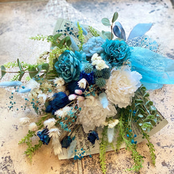 ターコイズブルーブーケ☆ アーティフィシャルフラワーmix ブーケ