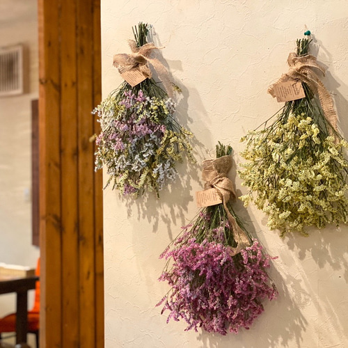 幸せの黄色いスターチススワッグ☆長さ42㎝ ドライフラワー sweet-cafe