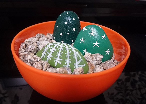 石のサボテンくんset その他インテリア雑貨 kokorone 通販 4629615