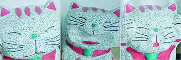 御影石・手彫り招き猫三奏隊（ 限定1セット限り） 3枚目の画像