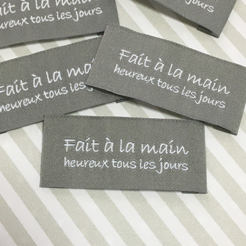 フレンチ刺繍タグ Fait a la main 10枚セット 布タグ ワッペン 