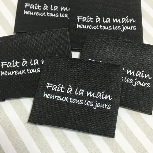 フレンチ刺繍タグ Fait a la main 10枚セット 布タグ ワッペン