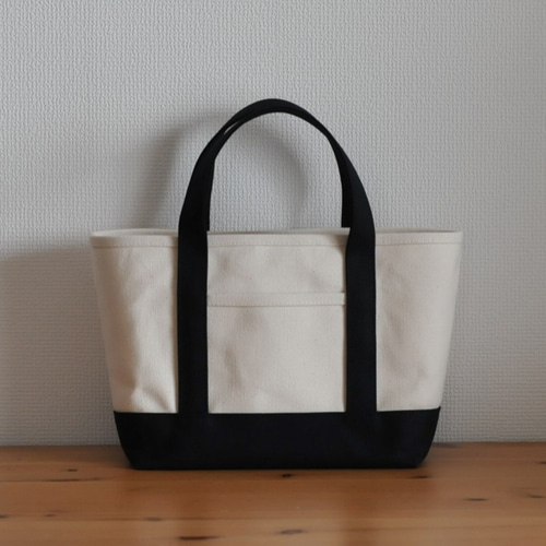 帆布のトートバッグ キナリ×ブラック SSサイズ トートバッグ