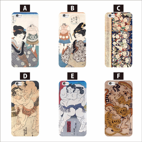 全機種対応 日本の伝統 浮世絵で描く 大相撲 スマホケース
