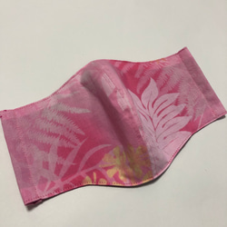 ハワイアン＊手作り立体マスク ハワイの草花・ピンク 3枚目の画像