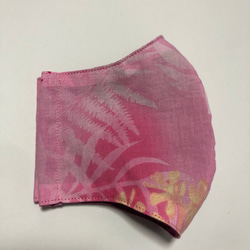 ハワイアン＊手作り立体マスク ハワイの草花・ピンク 4枚目の画像