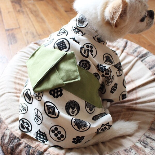 送料無料》帯色選べるペット用 浴衣 犬猫 家紋 ペット服・アクセサリー
