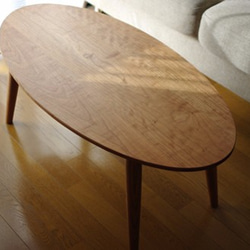 【N様オーダー専用】チェリー材のオーバルローテーブル 1枚目の画像