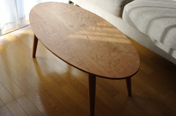 【N様オーダー専用】チェリー材のオーバルローテーブル 1枚目の画像
