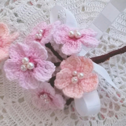 桜のコサージュ・優美・レース編み 3枚目の画像