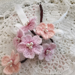 桜のコサージュ・優美・レース編み 4枚目の画像