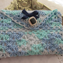 紫陽花色のミニポーチ・かぎ針編み 2枚目の画像