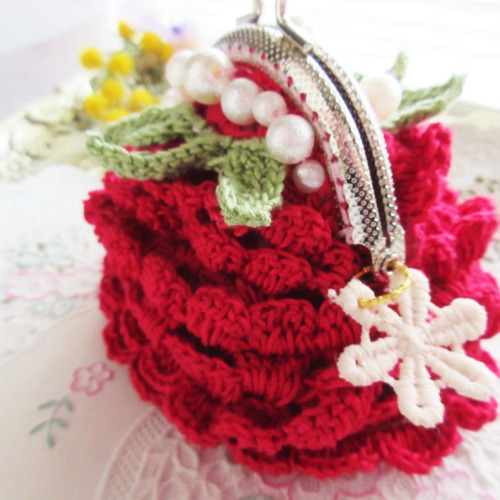 イチゴちゃんのがま口財布・ポーチ・レース編みⅡ がま口 Flower
