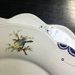 丸い鳥A B2枚セット全てSOLD OUT                      ディナー皿  鳥とブルーライン 2枚目の画像