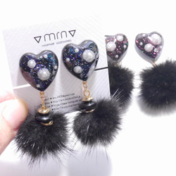 Black heart ❤︎fur pierce/earring 2枚目の画像