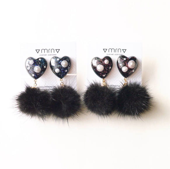 Black heart ❤︎fur pierce/earring 4枚目の画像