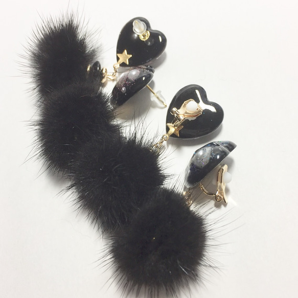 Black heart ❤︎fur pierce/earring 5枚目の画像