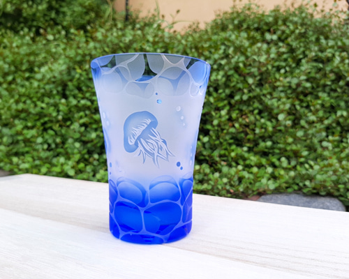 メロウグラスさんの青いお月様の作品 多治見るグラス-夏- | 月光工房 GEKKO KO-BO サンドブラスト彫刻