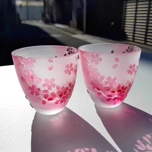 昨日) サンドブラストさくら桜模様　徳利とっくり 昨日) サンドブラストさくら桜模様 徳利とっくり