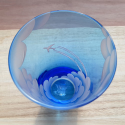 【受注生産】Sky-Hi 飛行機雲 青空タンブラー サンドブラスト 空色グラス 6枚目の画像