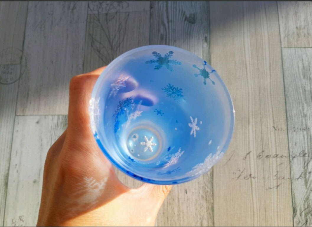 【受注生産】雪の結晶 タンブラー  サンドブラスト 冬グラス 季節限定