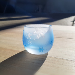 雪の結晶 雪玉 丸ぐい呑み おちょこ サンドブラスト 冬グラス 単品