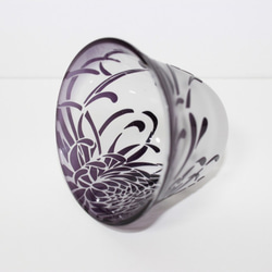 菊巻柄　-ぐい呑み　紫 グラス サンドブラスト ギフト 『父の日』 2枚目の画像